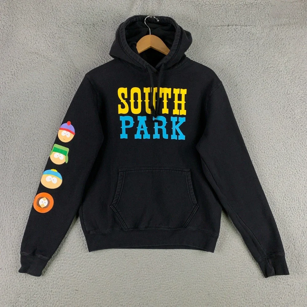 Adidas South Park Hoodie Mens Small Black Graphic Pullover Fleece Characters